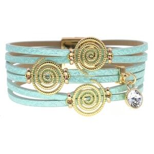 NWT Spiral Design Leather Bracelet with Gold Accents